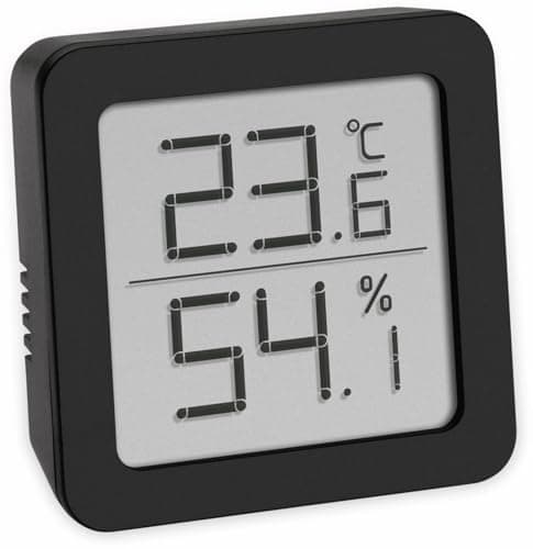 Image of TFA Dostmann Digital Thermo-Hygrometer for Room Climate Control Small and Handy Black (W)61 x (L)20 x (H)61 mm