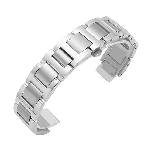 Image of ROUHO 316L Stainless Steel Men's Watch Strap Women's Replacement Metal Watch Bracelet Compatible with Cartier Ballon Bleu-Silver 8 * 16mm