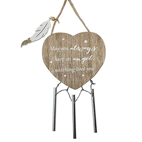 Image of Thoughts of You Hanging Heart Wind Chime with Heartfelt Angel Sentiment
