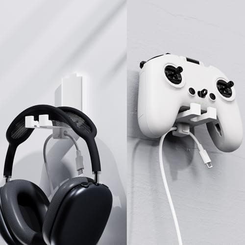 Image of PZOZ Headset Holder No-Drill Controller Stand for PlayStation/Xbox/Nintendo Switch Foldable Headphone Hook with Cable Clip Controller Holder Non-Slip Hanger