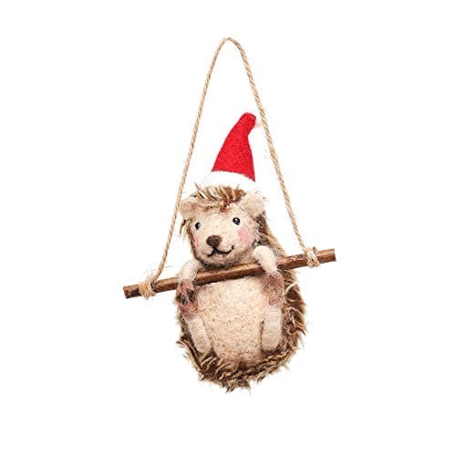 Image of Sass and Belle Festive Felt and Wool Animals Various Designs including Mice, Unicorn, Dogs, Polar Bear and Badgers (Hedgehog On Swing)