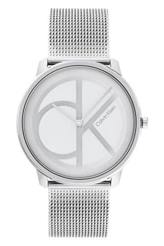 Image of Calvin Klein Analogue Quartz Watch for Men and Women Iconic MESH - 40MM Collection with Silver Stainless Steel Mesh Bracelet - 25200027