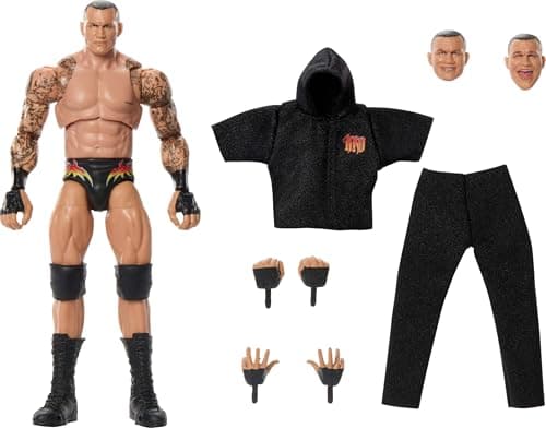 Image of Mattel WWE Ultimate Edition Action Figure & Accessories Set, Randy Orton 6-inch Collectible with Swappable Heads & Hands, 30 Articulation Points, JHV98
