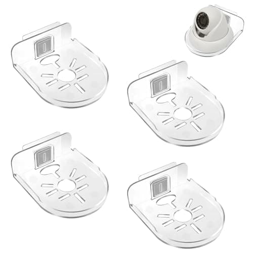 Image of AMBEERT 4Pcs Camera Wall Mount, Security Camera Shelf, Punch-Free Camera Bracket, Bracket Stand Tray Indoor, Clear Traceless Wall-Mounted for Baby Monitor Wall Mount, Garages and More.
