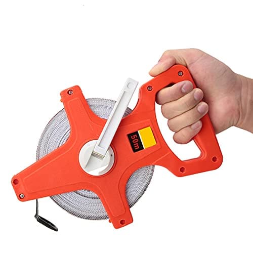 Image of Open Reel Tape Measure, Fibreglass Surveyors Tape Tape Measure Roll Extra Long Athletics 50M /164 FT for Runway and Engineer Survey