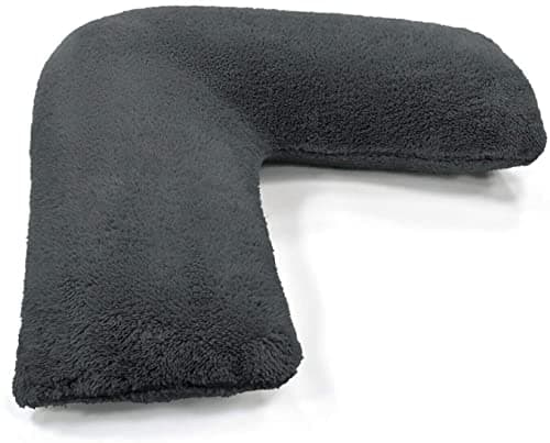 Image of HOMES-LINEN Teddy Bear Fleece V Shaped Pillow Case Cover Nursing Pregnancy Maternity Orthopaedic Support (Charcoal)