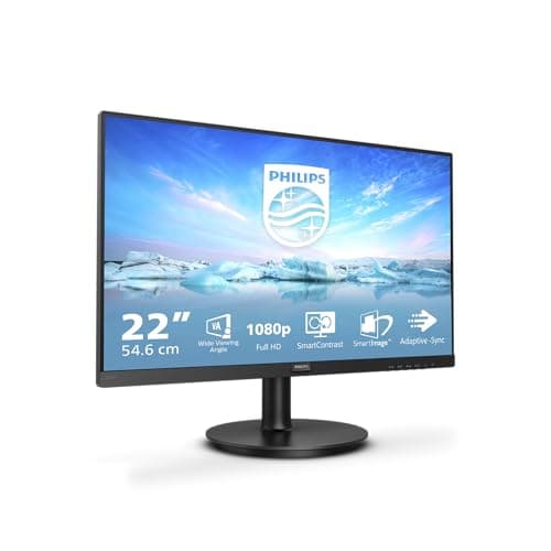 Image of Philips 221V8-22 inch FHD Monitor, 75Hz, 4ms, VA, LowBlue, Flickerfree (1920 x 1080, 200 cd/m², HDMI/VGA)