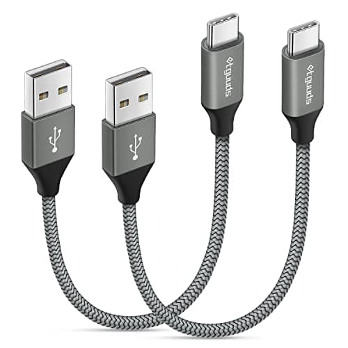 Image of etguuds Extra Short USB C Cable [2-Pack 0.15M], USB A to USB C Charger Cable 3.1A Fast Charging USB Type C Lead Braided for iPhone 17 16 15 Pro Samsung Galaxy S26 S25 S23 S22 S21 S20 S10 S9 S8 (Grey)