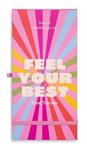 Image of ban.do Good Intentions Goal and Habit Tracker Notepad, List Pad Includes 80 Perforated Sheets, Ink Pen Loop, and Elastic Band Closure, Feel Your Best (Pink)
