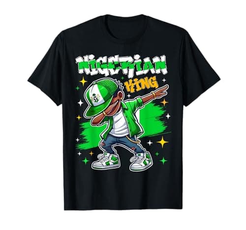 Image of Nigerian King Dabbing Nigeria Flag Pride Nigeria for Kids T-Shirt