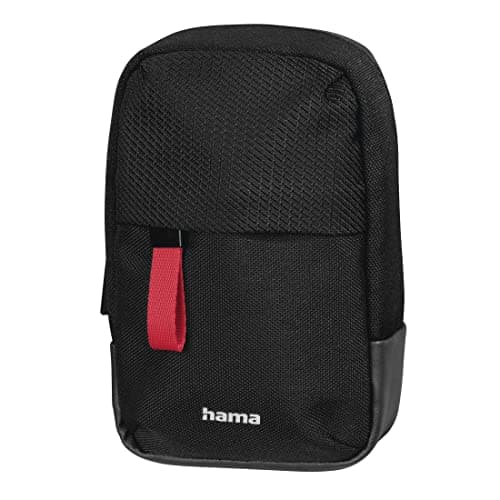 Image of Hama Matera Small Camera Bag with Neck Strap and Belt Loop - Shoulder Bag for Small Digital Cameras - Recycled PET Black, 7.5 x 5 x 12 cm, 0.3 kg