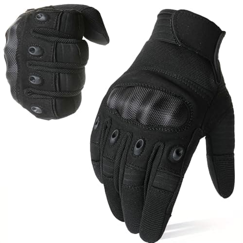 Image of WTACTFUL Black Motorcycle Gloves, Touch Screen Full Finger Gloves for Cycling ATV Bike Motorbike Hunting Hiking Climbing Camping Riding Driving Work Outdoor Sports, Size Medium