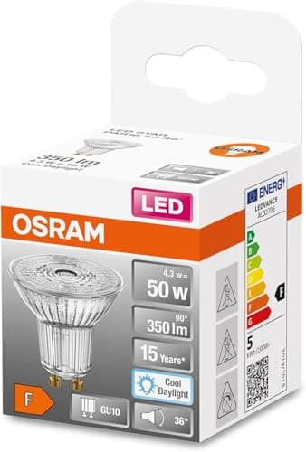 Image of OSRAM LED Star PAR16 50 LED Reflector lamp with 36 Degree Viewing Angle, GU10 Base, Daylight White (6500K), Replacement for Conventional 50W spot Lamps, 6-Pack