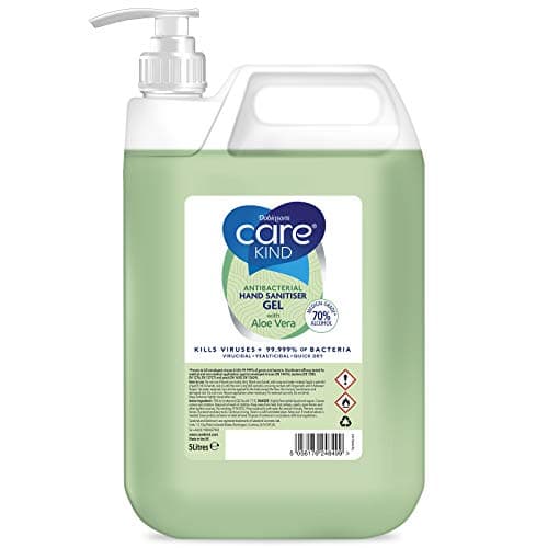 Image of 70% Hand Sanitiser Gel 5 Litre - with Aloe Vera Extract - Antibacterial Hand sanitizer gel Kills Viruses & 99.999% of bacteria. With pump dispenser (Single)