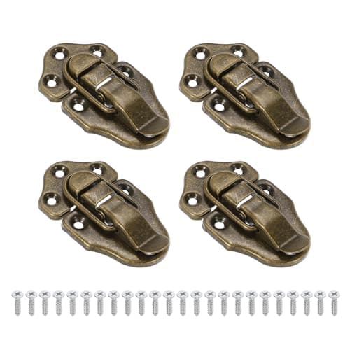 Image of PATIKIL Retro Style Duckbilled Toggle Hasp Latch, 4 Pack Small Metal Vintage Box Toggle with Mounting Screw for Jewelry Cabinet Wooden Ordinary Box Crafts, Bronze
