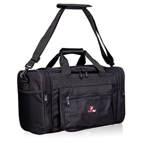 Image of Roamlite Hand Luggage Size Bags - Small Travel Holdalls Ryanair Personal 2nd Item - Cabin Approved Polyester Duffle 40 cm x25x20, 20 Litre Onboard Carry-On RL59K (Black)