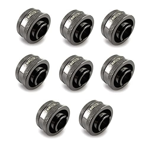 Image of XSPC G1/4 to 1/2 ID 3/4 OD Compression Fitting V2 - Black Chrome (8 Pack)