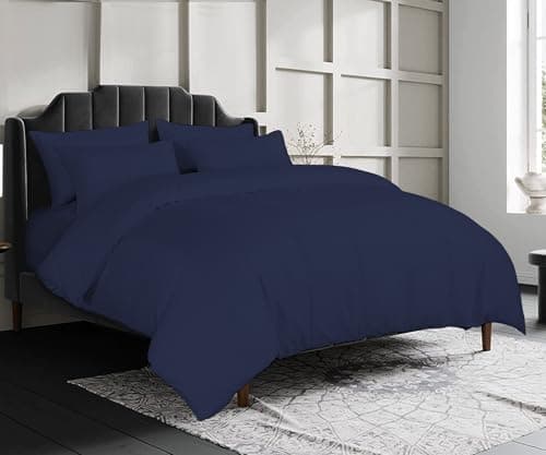 Image of sleepdove® LUXURY EGYPTIAN COTTON 200 COUNT BEDDING SETS DUVET COVER SET (QUILT COVER WITH PILLOW CASES (Double, Navy)