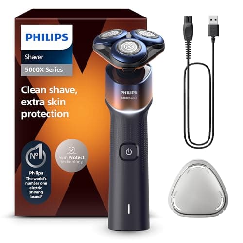 Image of Philips Shaver 5000X Series, Wet and Dry Electric Shaver, Skin Protect Technology, 360 Flexing Head, 1 h Charging/5 min. Quick Charge, P-Cap, Orange, Model X5012/00