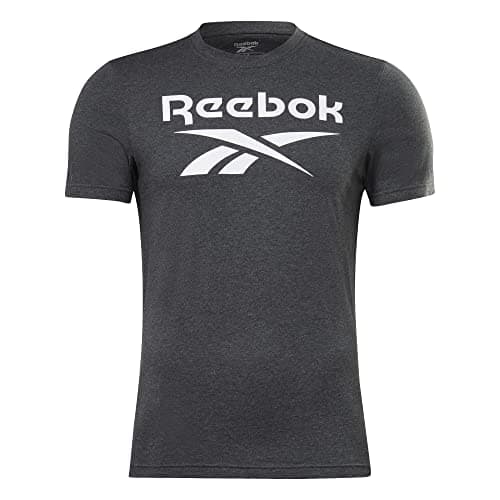 Image of Reebok Men's Identity Stacked Logo T-Shirt, Dark Grey Heather, Medium