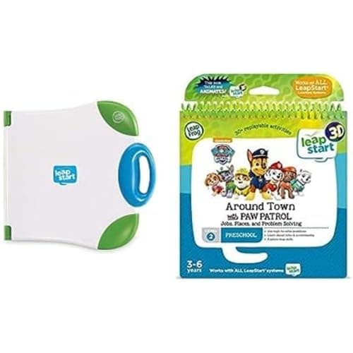 Image of LeapFrog LeapStart Electronic Book, Playbook Toy for Toddler and Pre School Boys & Girls 2, 3, 4, 5, 6, 7 Year Olds, Green & Preschool: Around Town with Paw Patrol Activity Book (3D Enhanced)