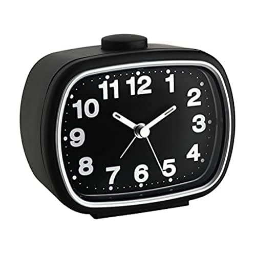 Image of TFA Dostmann Analogue alarm clock, 60.1017.01, retro design, backlight, black