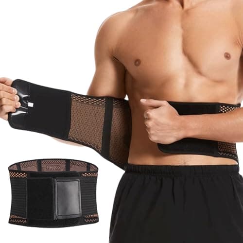 Image of Barngate Copper Back Support Belt – Unisex Lumbar Brace for Lower Back & Posture Support – Comfortable for Everyday Wear, Work & Fitness – Sizes S to XL (S (Waist: 60-75cm))