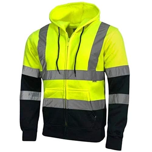 Image of Hi Vis Visibility Zip Sweatshirt Hoody | Hooded Work Top | EN471 (XXL, Yellow/Navy, xx_l)