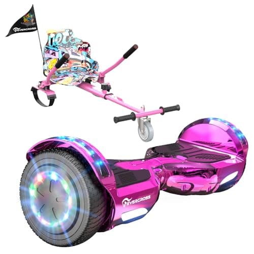 Image of EVERCROSS Hover Board Kids, Hoverboards with Seat Attachment Hoverkart, 6.5" Self Balancing Scooters, Hoverboards Bluetooth with LED Lights, Ideal Hover Board for Kids Teenagers Adults Pink