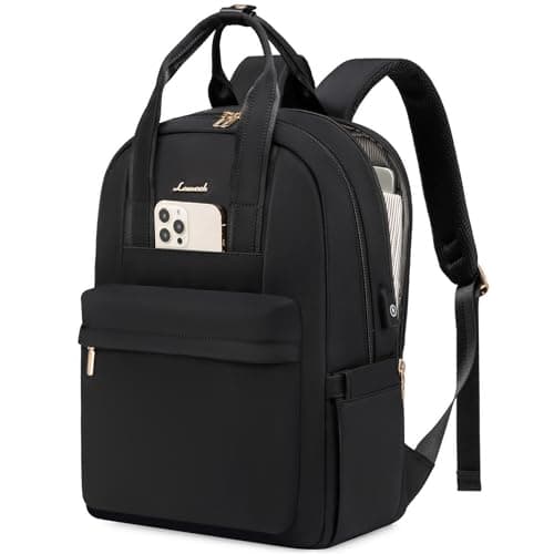 Image of LOVEVOOK Backpack Womens, 15.6 inch Laptop Rucksack Bag for Women, Waterproof Ladies Backpacks Large School Bags with USB Port, Fashion Daypacks Back Pack for Uni College Work Travel, Black
