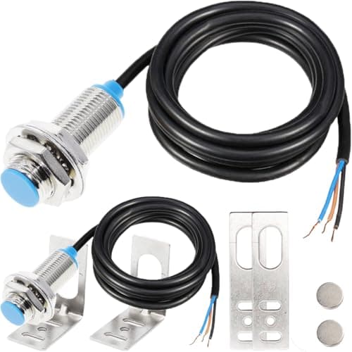 Image of DAOKAI Inductive Proximity Sensor NJK-5002C 10 mm distance Hall sensor magnetic proximity switch NPN 3-cables Normally Open DC 5-30V M12 with M12 Bracket magnet, pack of 2