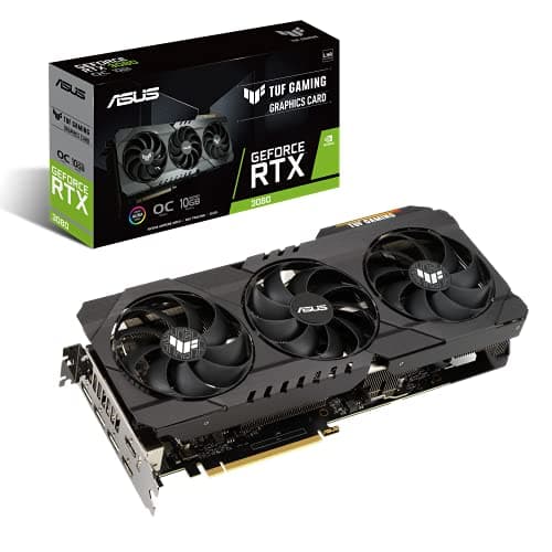 Image of ASUS TUF Gaming NVIDIA GeForce RTX 3080 V2 OC Edition Graphics Card (PCIe 4.0, 10GB GDDR6X, LHR, HDMI 2.1, DisplayPort 1.4a, Dual Ball Fan Bearings, Military-Grade Certification, GPU Tweak II)