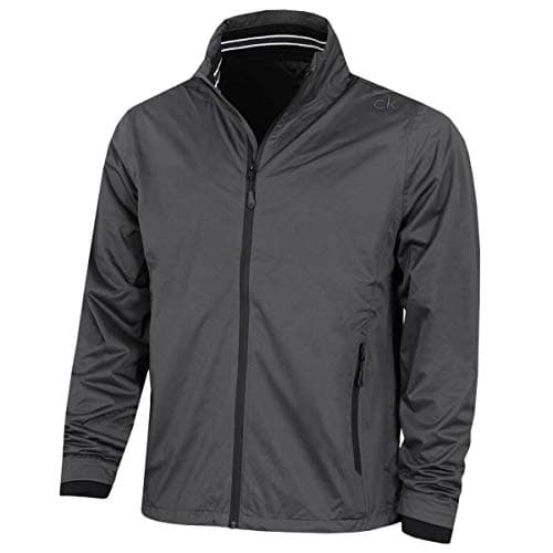 Image of Calvin Klein Mens Collar Detail Waterproof Jacket - Charcoal/Black - XL