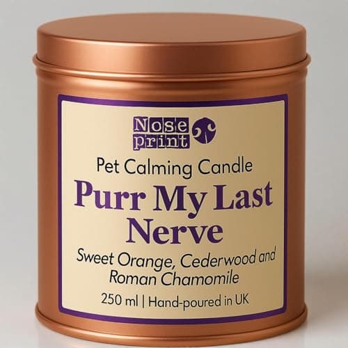 Image of Pet Calming Candle Natural Soy & Coconut Wax Cedarwood, Bergamot, Lavender, Chamomile & Sweet Orange Pet-Safe Aromatherapy Candle for Cats & Dogs (Purr My Last Nerve)