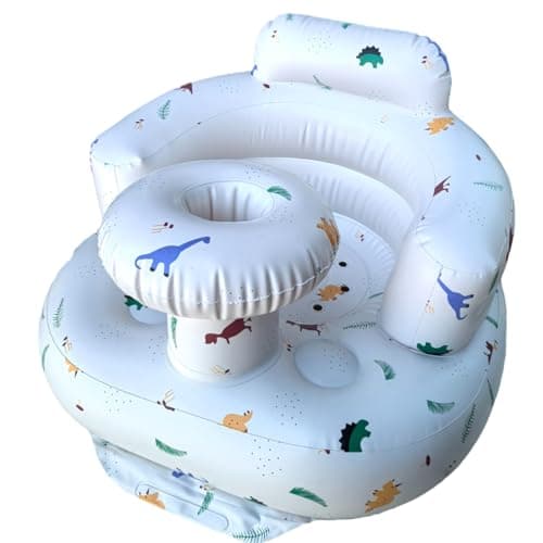 Image of Baby Inflatable Seat for Babies 4-24 Months Built in Air Pump Infant Back Support Sofa Toddler Chair for Sitting Up, Baby Shower Chair Outdoor Seat Floor Seater Gifts (Dinosaur)