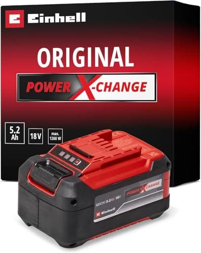 Image of Einhell 18V 5.2Ah Plus Lithium-Ion Battery Power X-Change, 2nd Generation, Extra Power For Intensive Operation, Universally Compatible With All Einhell PXC Power Tools And Garden Machines
