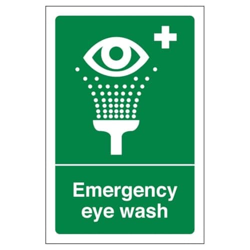 Image of V Safety Emergency Eye Wash - Portrait 200 x 300 mm - 3mm Brushed Aluminium Composite Safety Sign