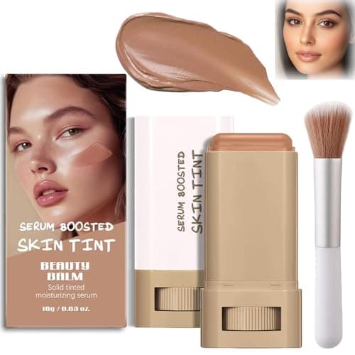 Image of Beauty Balm Serum Boosted Skin Tint with Brush – Hydrating Tinted Moisturizer Foundation Stick & Portable Moisturizing Contour Stick for Face Makeup, Lightweight Natural Glow Coverage (#6 Beige)