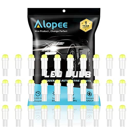Image of Alopee T5 LED Bulbs, DC 12V Bright White 74 LED Bulb, 2721 LED Bulb for 74 73 37 2721 Auto Car Dash Instrument Panel Gauge Cluster Indicator Lights Door Light 1SMD COB Chip