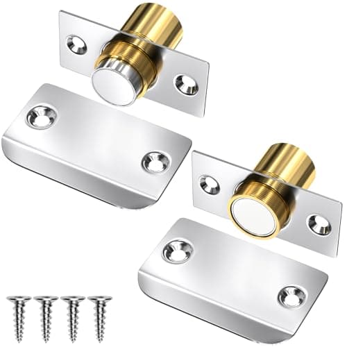 Image of Magnetic Ball Catches for Internal Doors Jiayi 2 Pack Door Ball Latch Magnetic Ball Door Catch, Silver Roller Catch Ball Top Door Hardware for Hidden Pantry Cupboard Closet Magnetic Door Lock Closing
