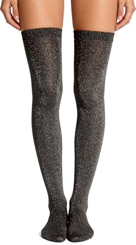 Image of WULIQIUQIU Women Glitter Knee High Socks Casual Stockings for Ladies Black