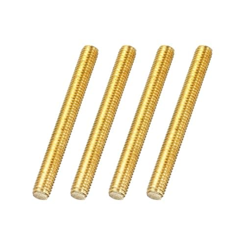 Image of sourcing map 4Pack M6x60mm Fully Threaded Rod, Brass Right Hand All Thread Screw Studs for Furniture Assembly Fastening, 1mm Pitch