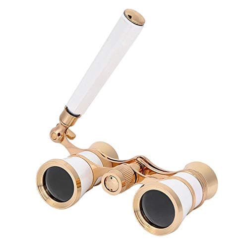 Image of Binoculars for Opera,3X25 Central Focus Opera Glasses BinocularsTheater Glasses with BAK-7 Prism & Handle for Adults Kids Women in Concert Theater Opera(White-Gold)