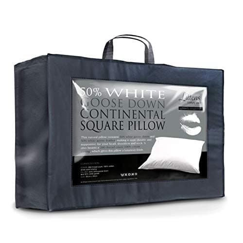 Image of Littens Luxury European Continental 80cm x 80cm Ultimate Collection 50% Pure White Goose Down & Feather Large Square Pillow 280TC 100% Cotton Jacquard Casing, Down Proof (32" x 32")