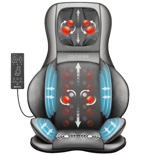 Image of COMFIER Shiatsu Back Massager with Heat -Deep Tissue Kneading Massage Chair, Massage Chair for Full Back, Chair Massager for Home or Office Chair use (Dark Grey), Gifts for Women,Men