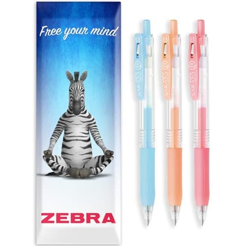 Image of Zebra Sarasa Clip Gel Ink Rollerball Pens - 0.5mm Nib - Pack of 3 - Milk Tones Set - Milk Blue, Milk Red & Milk Orange Ink in Envelope Gift Packaging