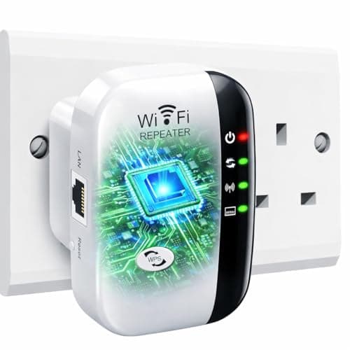 Image of WiFi Booster, WiFi Extender, WiFi Repeater, Covers Up to 5500 Sq.ft and 50 Devices, Internet Booster - with Ethernet Port, Quick Setup, Home Wireless Signal Booste-White