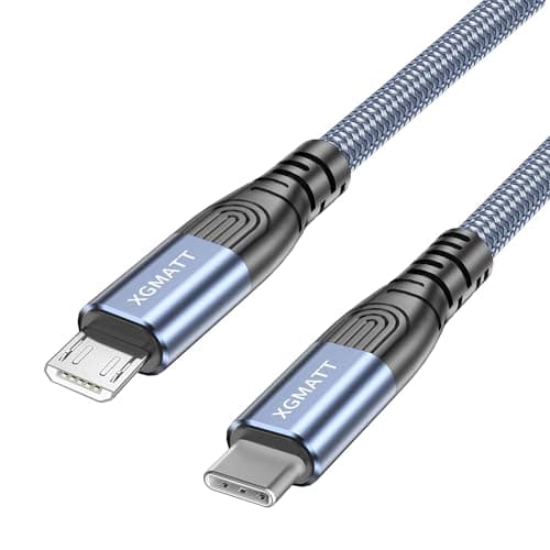 Image of XGMATT USB-C to Micro USB Cable - 1M Nylon Braided Charging Cord, Compatible with Samsung Galaxy S7/S5/J3/J5/J7, Huawei, HTC, LG