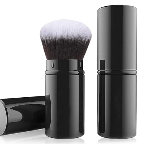 Image of Falliny Retractable Airbrush Kabuki Brush, Travel Powder Foundation Professional Blush Makeup Brushes With Aluminum Handle for Liquid, Cream, Cosmetics, Loose Powder