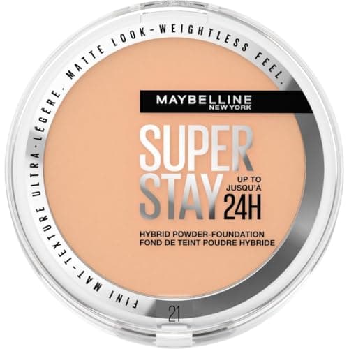 Image of Maybelline Powder Foundation, Long-lasting 24H Wear, Medium to Full Coverage, Transfer, Water & Sweat Resistant, SuperStay 24H Hybrid Powder Foundation, 21